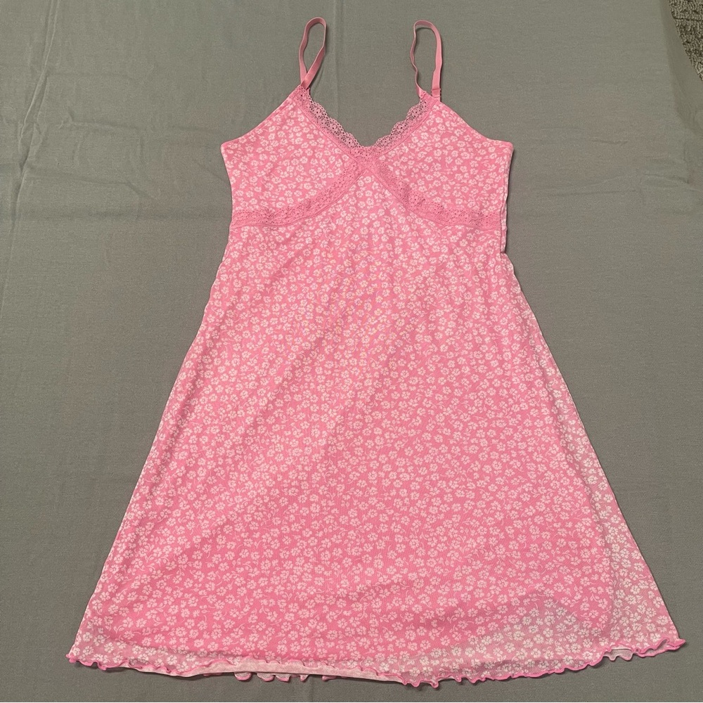 HM Pink Floral mesh mini dress